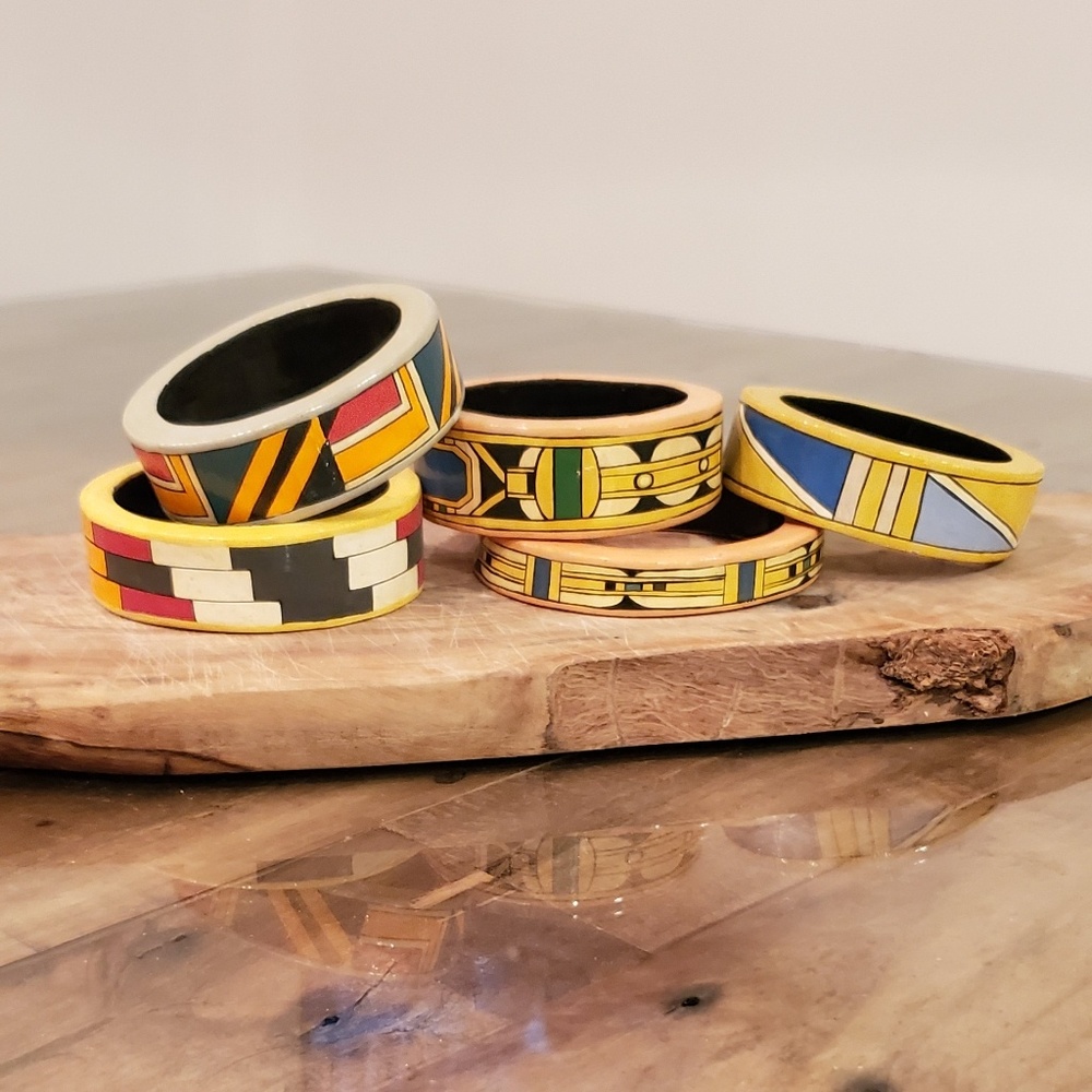 Authentic vintage handcarved wooden bracelet